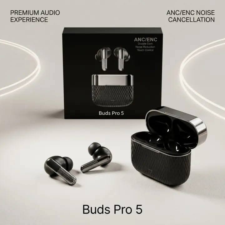 Buds Pro 5 Wireless Earbuds | ANC Noise Cancellation, HD Sound, Touch Control & Fast Charging